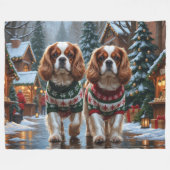 Couverture Polaire Cavalier King Charles Spaniel Dogs Christmas Snow  (Devant (Horizontal))