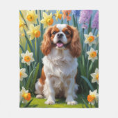 Couverture Polaire Cavalier King Charles Spaniel Fleurs de printemps (Devant)