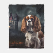 Couverture Polaire Cavalier King Charles Spaniel Halloween effrayant (Devant)