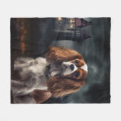 Couverture Polaire Cavalier King Charles Spaniel Halloween effrayant (Devant (Horizontal))