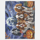 Couverture Polaire Cavalier King Charles Spaniel Halloween Éffrayant (Devant)