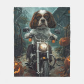 Couverture Polaire Cavalier King Charles Spaniel Halloween effrayant (Devant)