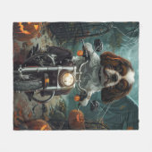 Couverture Polaire Cavalier King Charles Spaniel Halloween effrayant (Devant (Horizontal))