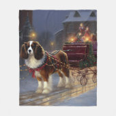 Couverture Polaire Cavalier King Charles Spaniel Noël Fêtard (Devant)