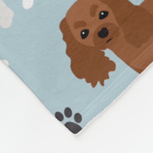 Couverture Polaire Cavalier King Charles Spaniel Paws and Bones (Coin)