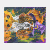 Couverture Polaire Cavalier King Chien Halloween Sorcière Et Citrouil (Devant (Horizontal))