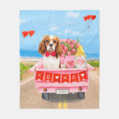 Couverture Polaire Cavalier King Chien Saint Valentin Coeurs de Camio (Devant)