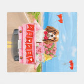 Couverture Polaire Cavalier King Chien Saint Valentin Coeurs de Camio (Devant (Horizontal))