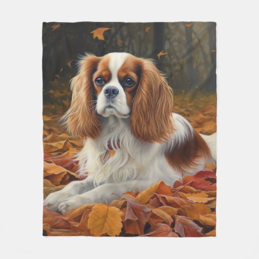 Couverture Polaire Cavalier King en automne Feuilles automne Inspirat (Devant)