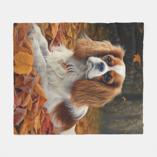 Couverture Polaire Cavalier King en automne Feuilles automne Inspirat (Devant (Horizontal))