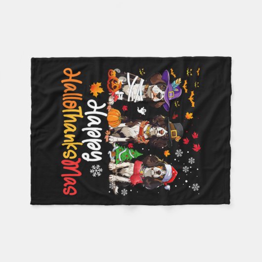 Couverture Polaire Cavalier Roi Charles Chien espagnol Halloween Chri (Devant (Horizontal))