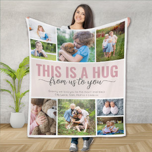 Couverture Polaire Ceci est un Hug Message Family Photo Collage