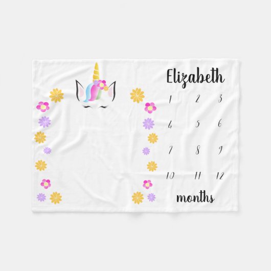 Couverture Polaire Célébration florale d'Unicorn Baby (Devant (Horizontal))