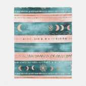 Couverture Polaire Céleste Rustique à Rayures Lune Soleil Terreux (Devant)