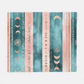 Couverture Polaire Céleste Rustique à Rayures Lune Soleil Terreux (Devant (Horizontal))