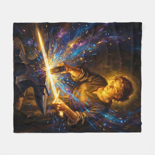 Couverture Polaire Celtic Blacksmith Goddess Forging Sword Fantasy Ar (Devant (Horizontal))