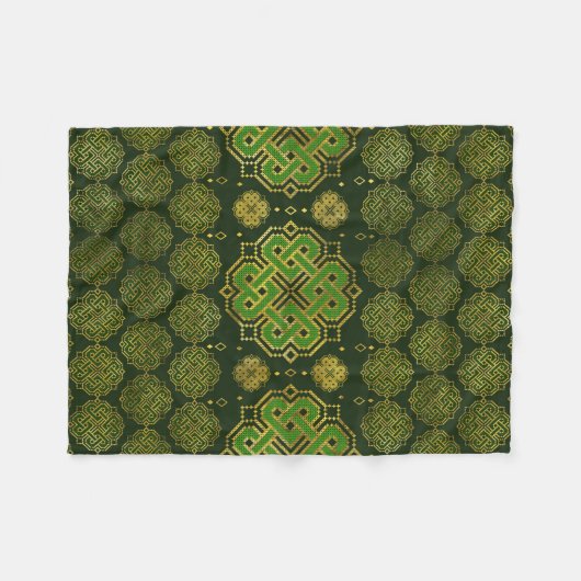 Couverture Polaire Céltic Endless Knot - Shamrock à quatre feuilles (Devant (Horizontal))