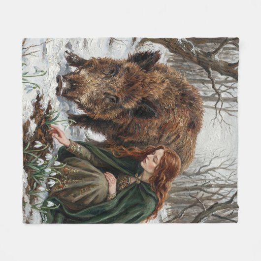 Couverture Polaire Celtic Goddess & Wild Boar (Devant (Horizontal))