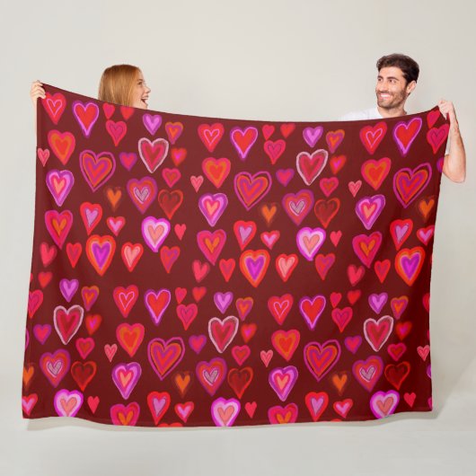Couverture Polaire Cent coeurs Blanche polaire (En situation)