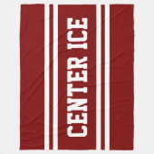 Couverture Polaire CENTER ICE Texte Rouge Blanc Rayures de Course (Devant)
