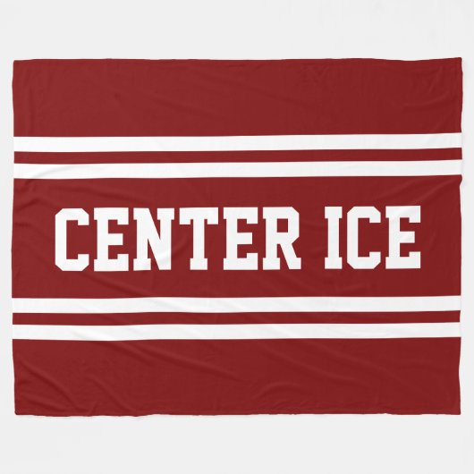Couverture Polaire CENTER ICE Texte Rouge Blanc Rayures de Course (Devant (Horizontal))