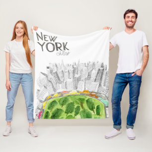 Couverture Polaire Central Park et collage de New York City