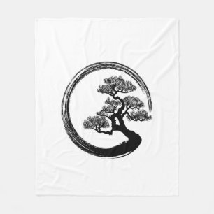 Couverture Polaire Cercle de zen d'Enso et arbre de bonsaïs
