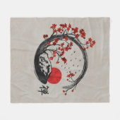 Couverture Polaire Cercle d'Enso de zen et branches de Sakura (Devant (Horizontal))