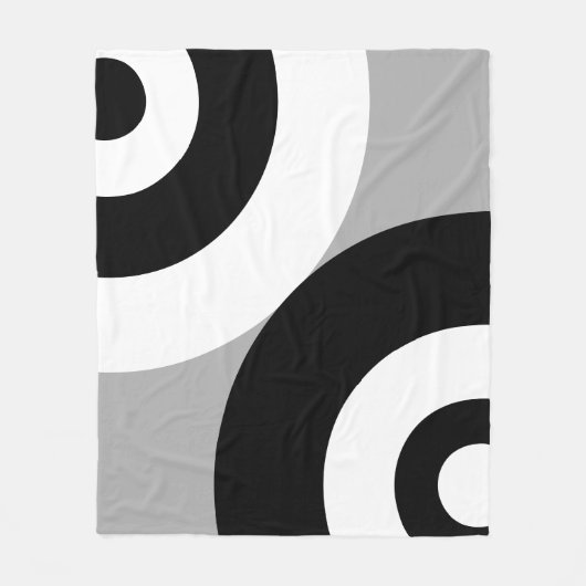 Couverture Polaire Cercles abstraits noir et blanc sur gris (Devant)