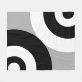 Couverture Polaire Cercles abstraits noir et blanc sur gris (Devant (Horizontal))