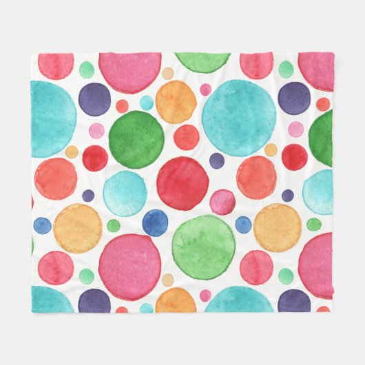 Couverture Polaire Cercles colorés aquarelle (Devant (Horizontal))