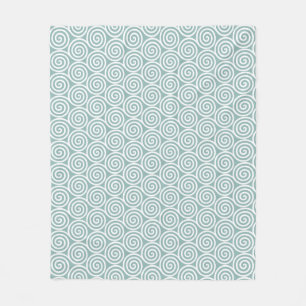 Couverture Polaire Cercles en spirale abstraits en bleu argenté et bl