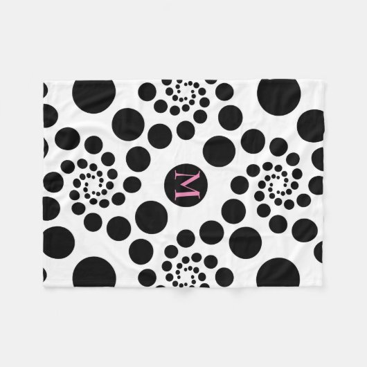Couverture Polaire Cercles Et Points Noirs Monogrammes (Devant (Horizontal))