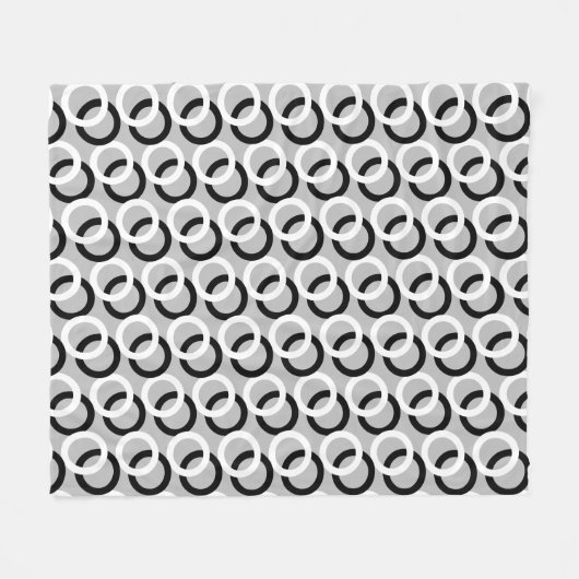 Couverture Polaire Cercles noirs et blancs Abstraits sur gris clair (Devant (Horizontal))