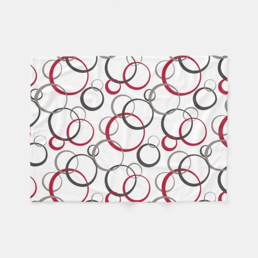 Couverture Polaire Cercles rouges bordeaux gris blanc (Devant (Horizontal))