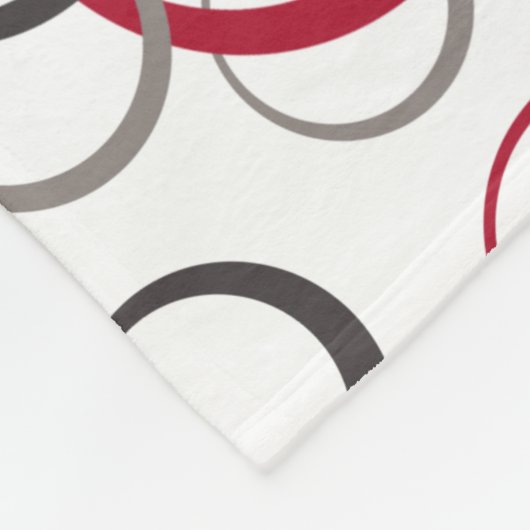 Couverture Polaire Cercles rouges bordeaux gris blanc (Coin)