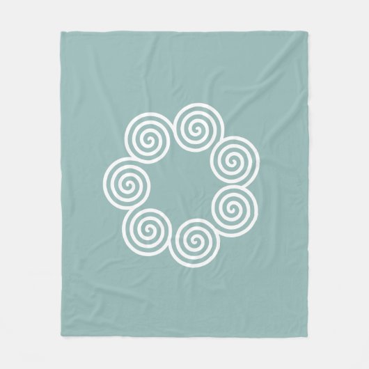 Couverture Polaire Cercles spirals abstraits en bleu argenté et blanc (Devant)