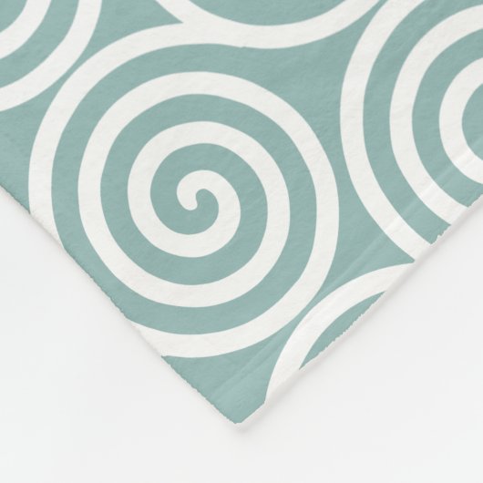 Couverture Polaire Cercles spiraux Abstraits en bleu et blanc argenté (Coin)