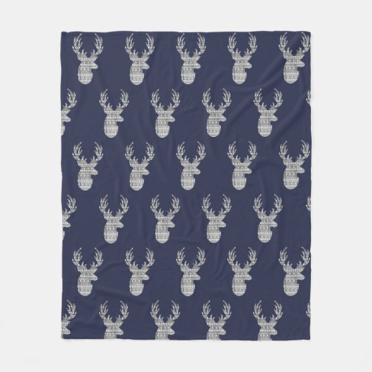 Couverture Polaire Cerf à motif tribal rustique moderne (Devant)