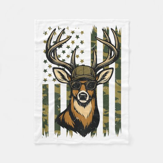 Couverture Polaire Cerf à queue blanche jeunesse garçon chasse camouf (Devant)
