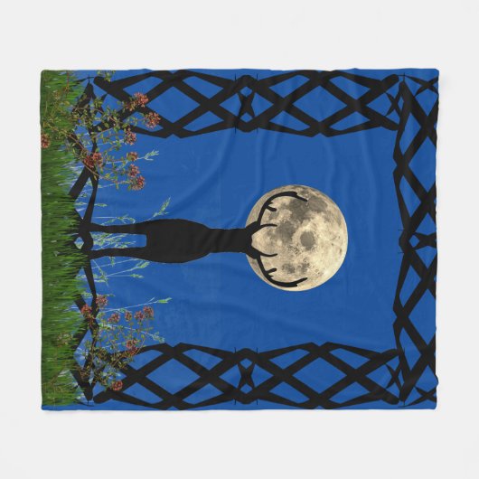 Couverture Polaire Cerf au clair de lune (Devant (Horizontal))