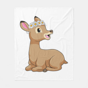 Couverture Polaire Cerf avec Fleur marguerite