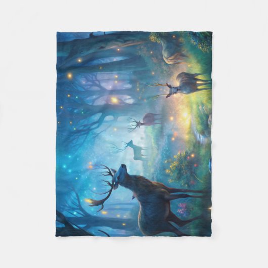 Couverture Polaire Cerf dans la forêt enchantée (Devant)