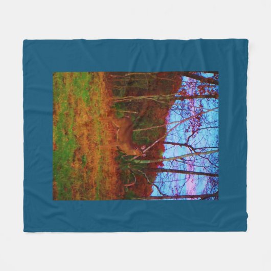 Couverture Polaire Cerf dans les arbres (Devant (Horizontal))