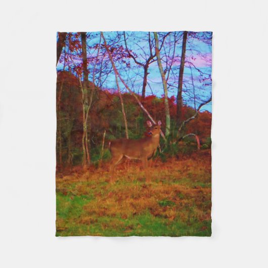 Couverture Polaire Cerf dans les arbres (Devant)