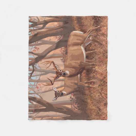 Couverture Polaire Cerf De Virginie Dans La Forêt Style Rétro Nature (Devant)
