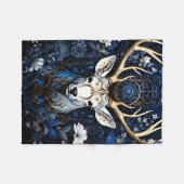 Couverture Polaire Cerf gothique floral céleste de minuit (Devant (Horizontal))