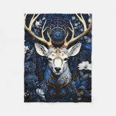 Couverture Polaire Cerf gothique floral céleste de minuit (Devant)