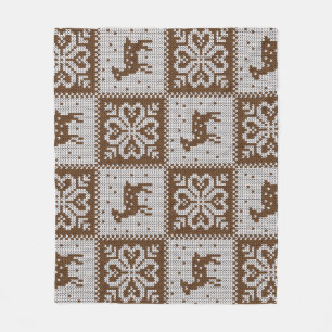 Couverture Polaire Cerfs d'hiver confits : motif vintage.