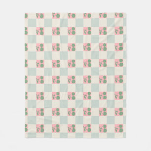 Couverture Polaire Cerise esthétique rose verte À damiers Motif Y2K
